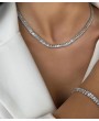 Baget Taşlı Kolye Bileklik Kombini Silver Renk Baget Taşlı Kolye Bileklik Kombini Silver Renk