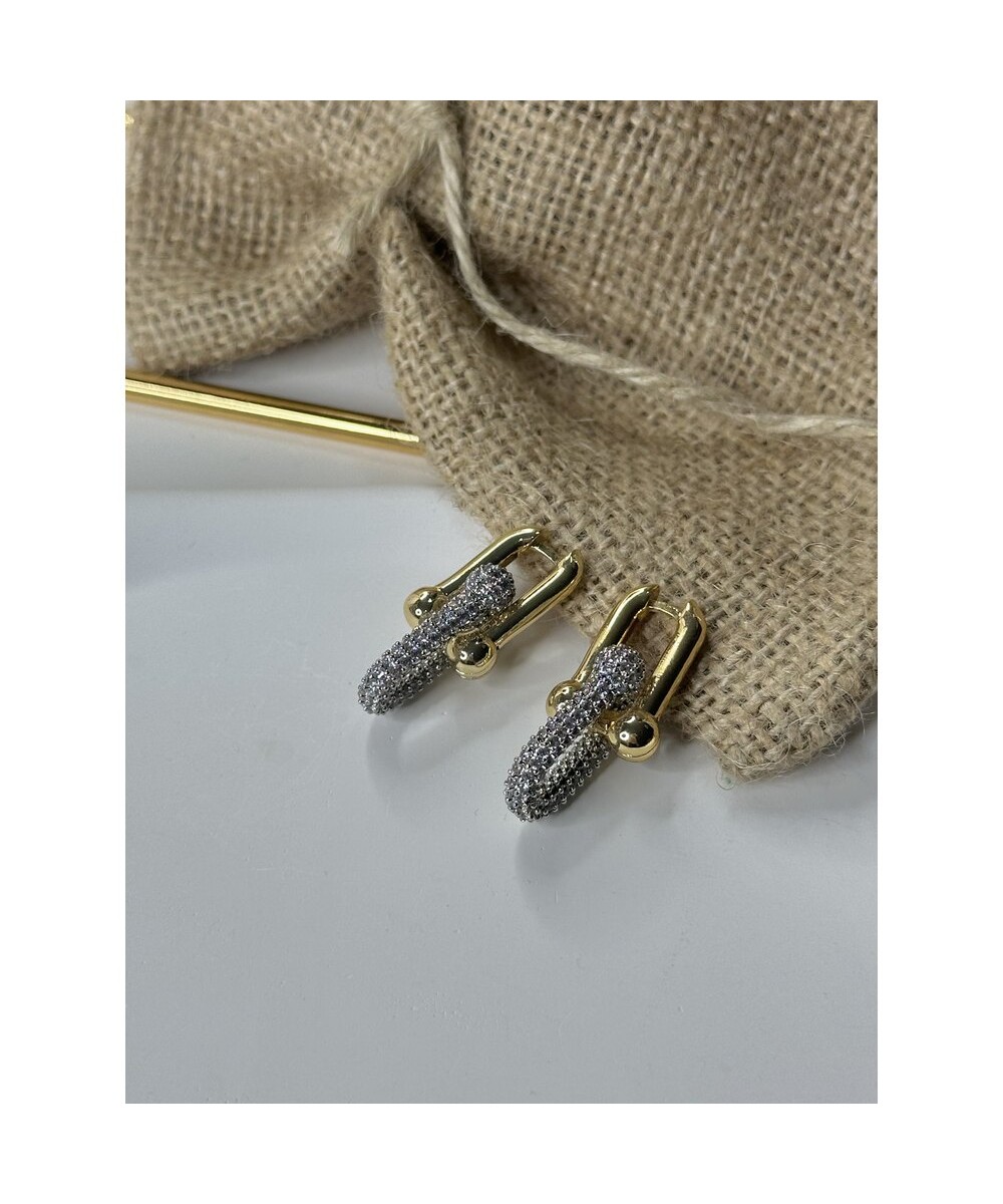 Gold Gümüş Renk Detaylı Küpe Gold Gümüş Renk Detaylı Küpe