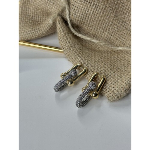 Gold Gümüş Renk Detaylı Küpe Gold Gümüş Renk Detaylı Küpe
