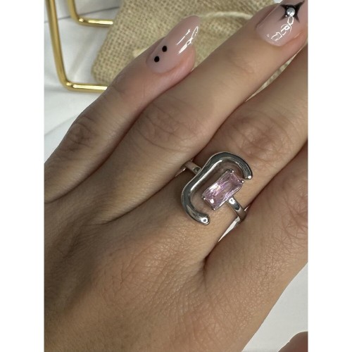 Silver Renk Pembe Detaylı Yüzük Silver Renk Pembe Detaylı Yüzük