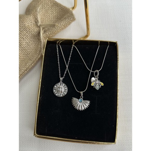 Silver Renk Kolye Kombini Silver Renk Kolye Kombini