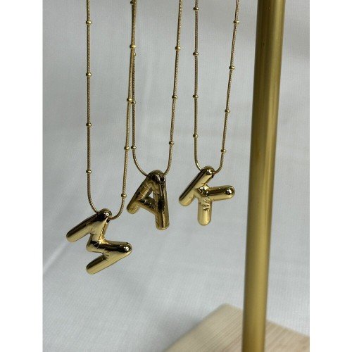 Gold Renk Balon Harf Kolye Gold Renk Balon Harf Kolye